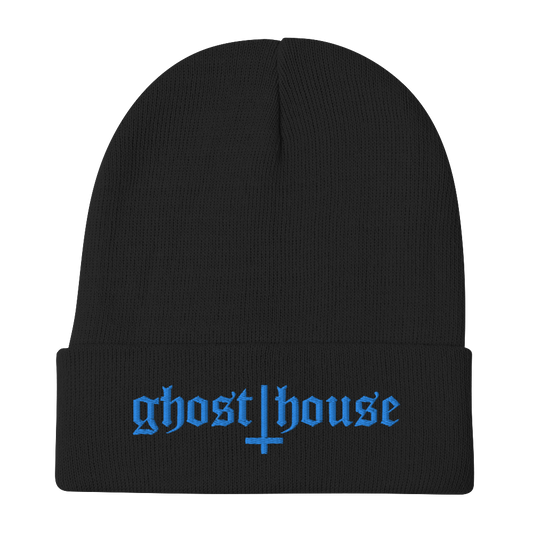 Old English Embroidered Beanie (Blue)