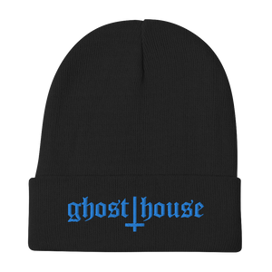 Old English Embroidered Beanie (Blue)