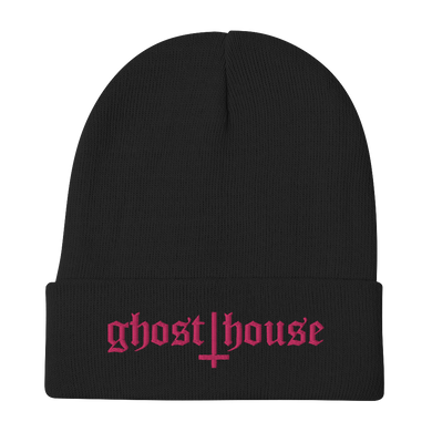 Old English Embroidered Beanie (Pink)