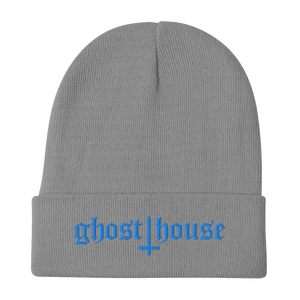 Old English Embroidered Beanie (Blue)